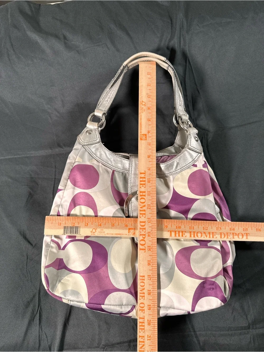 Coach Soho Scarf Print Shoulder Bag Purple Gray Silver Retro Y2K F17135 Vintage